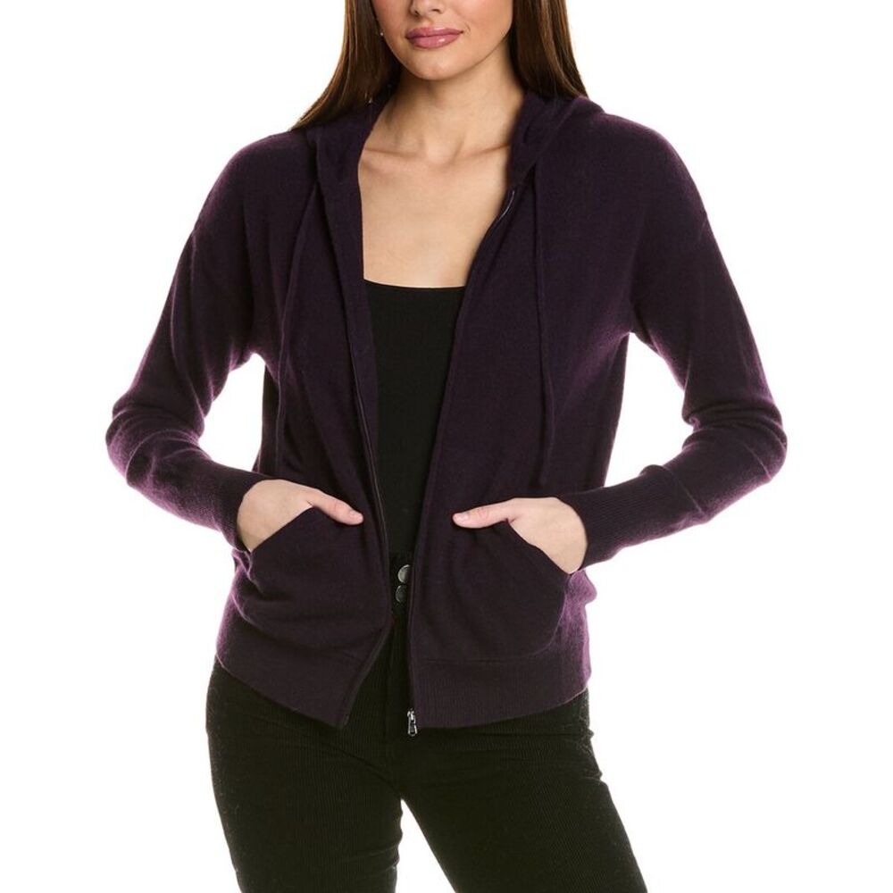 Amicale Cashmere Easy Zip Cashmere Hoodie